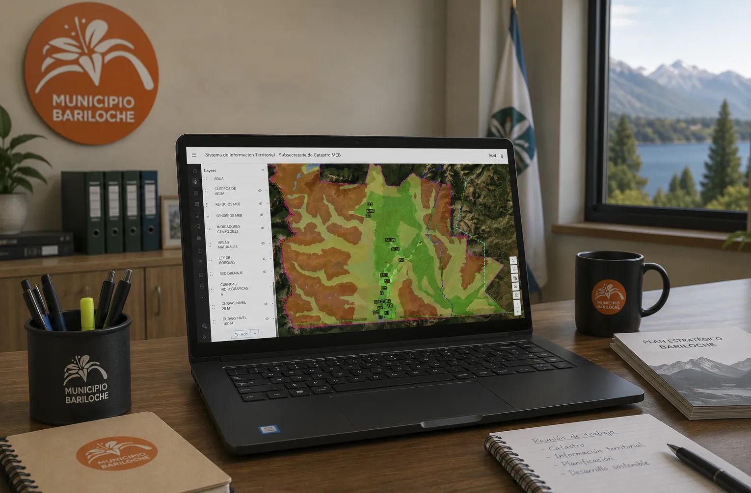 Visor SIG municipal funcionando en una notebook